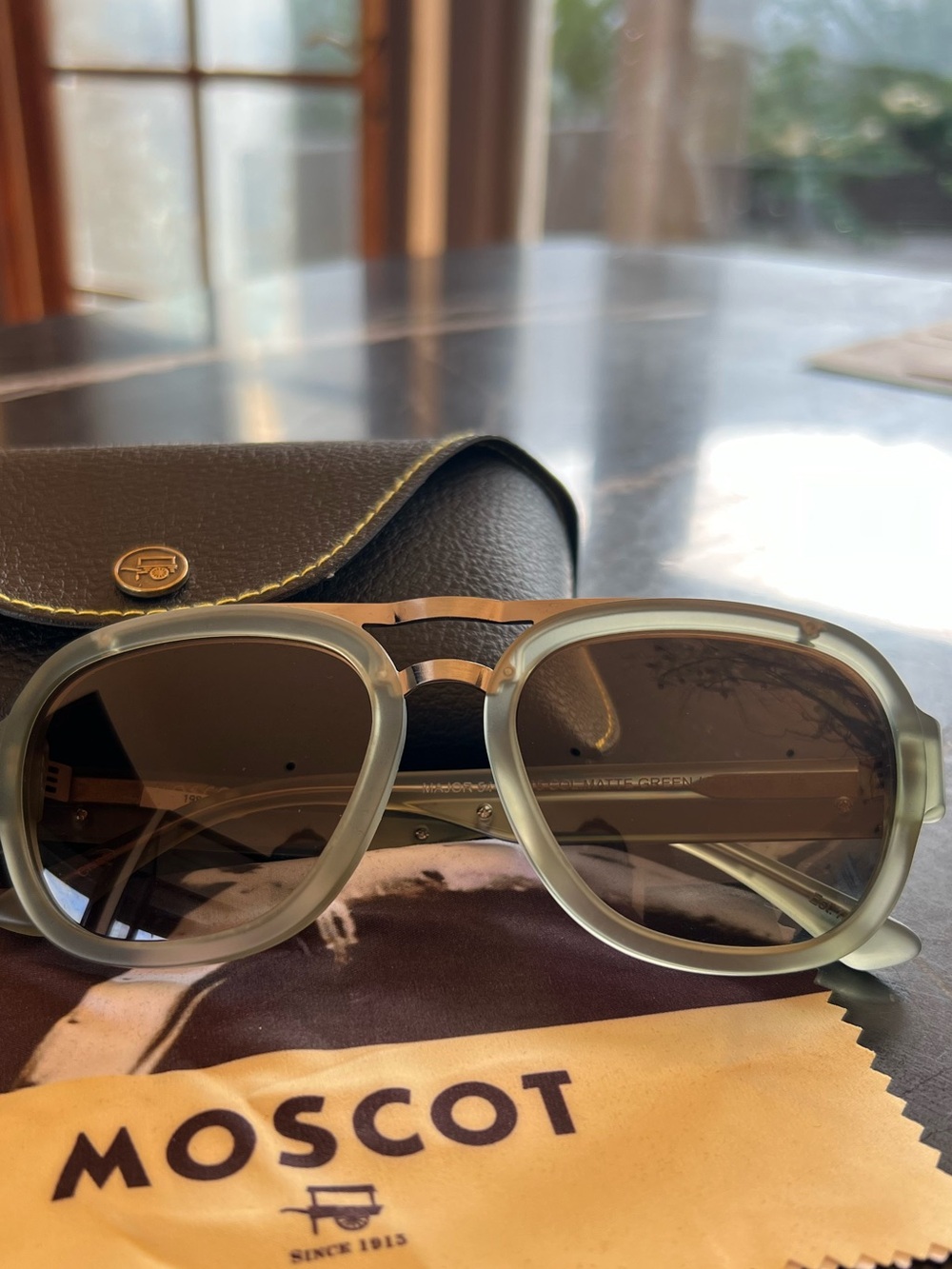 MOSCOT sunglasses- matte green/pewter aviators - NWOT